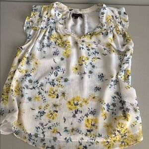 Banana Republic White and Yellow Floral Top